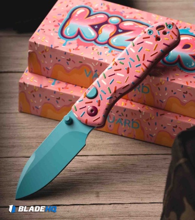 Kizer Drop Bear 2 Button Liner Lock Knife Dessert Warrior (3" Blue)